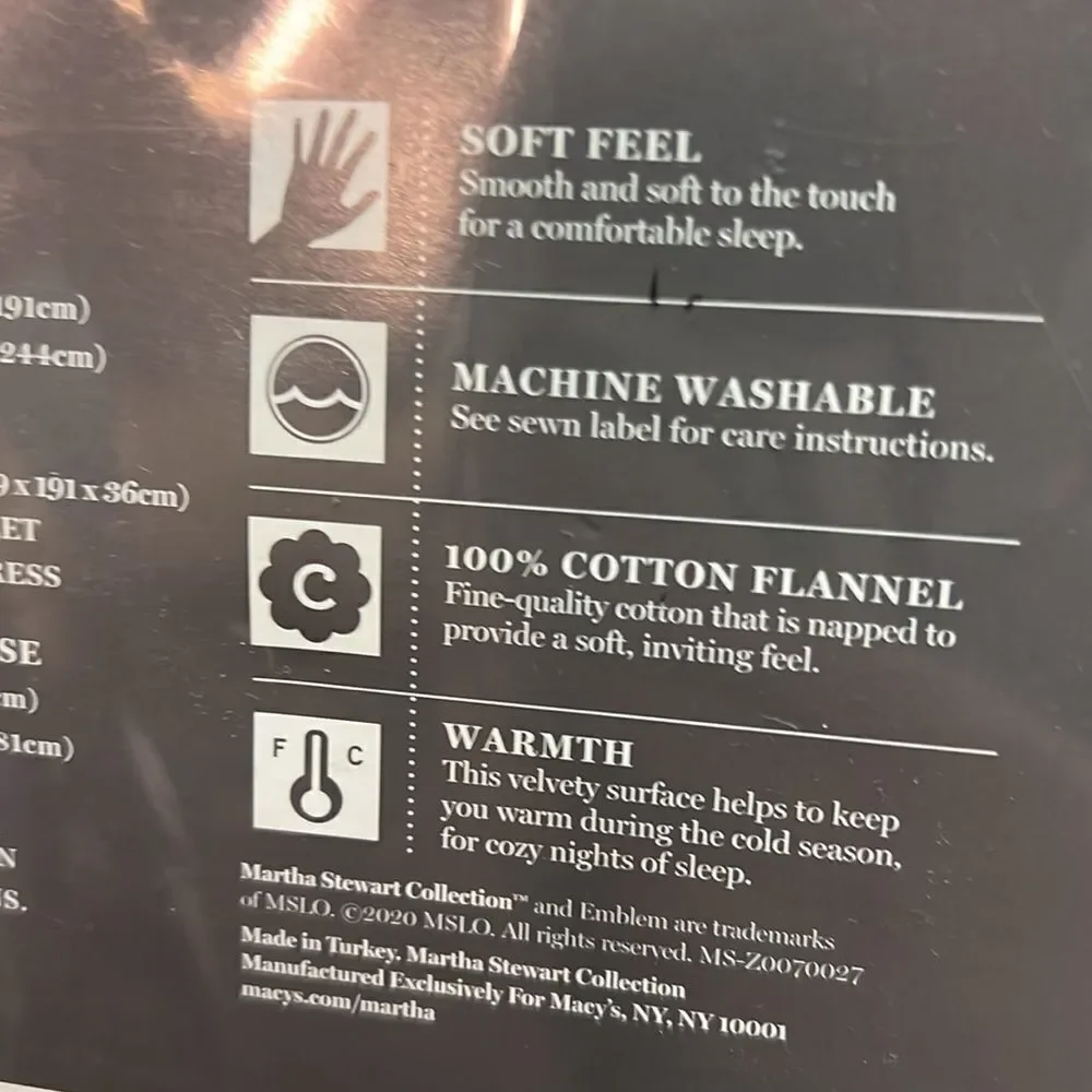 Martha Stewart Collection‎ Luxury 100% Cotton Flannel Twin Sheets
